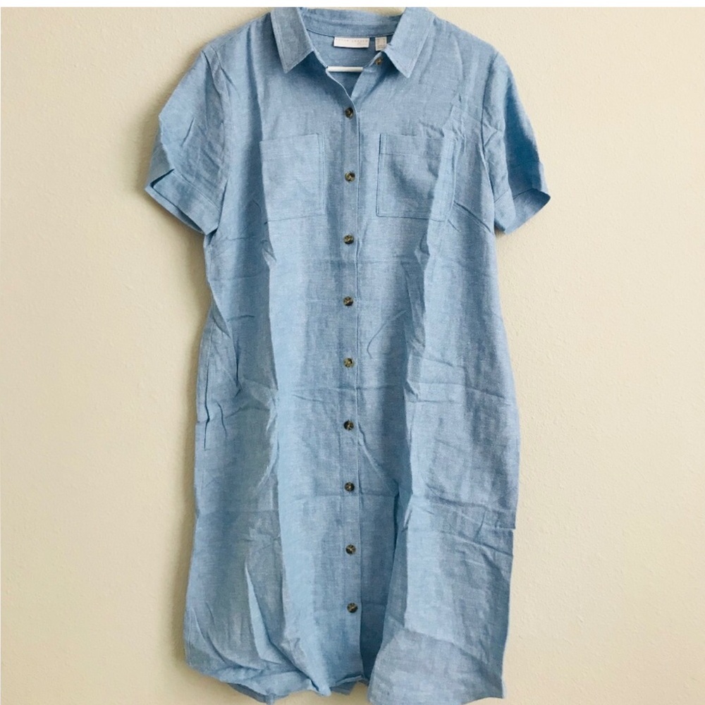 Linen Blend Shirt Dress - Picture 6 of 11